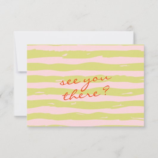 Hand geschreven pinstripes grillige italiaanse bru RSVP kaartje (Achterkant)