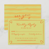 Hand geschreven pinstripes grillige italiaanse bru RSVP kaartje (Voorkant / Achterkant)