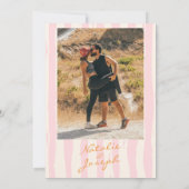 Hand geschreven Pinstripes kleurrijke foto bruilof Kaart (Achterkant)