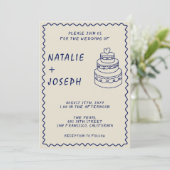 Hand-geschreven Retro Cake Moderne Foto Boho Bruil Kaart (Staand voorkant)