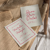 Hand-geschreven Retro Kleurrijke Unieke Funky Brui Save The Date