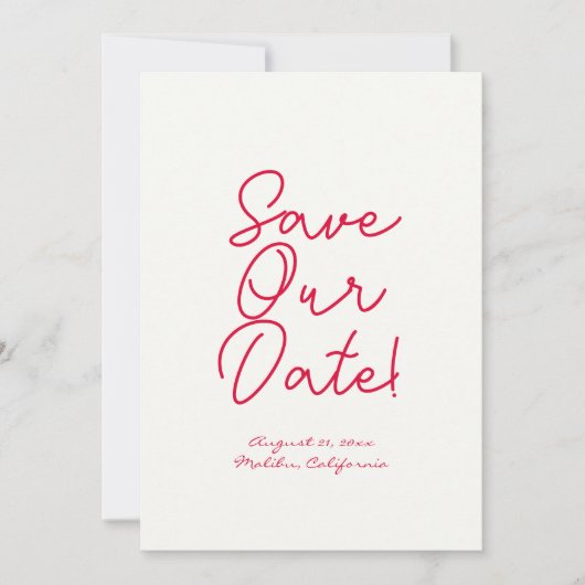 Hand-geschreven Retro Kleurrijke Unieke Funky Brui Save The Date (Voorkant)