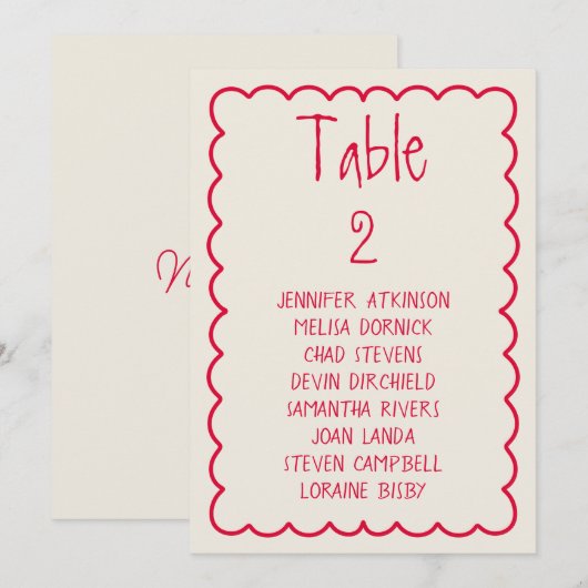 Hand-geschreven Retro Unieke Bruiloft Zittinggrafi Kaart (Voorkant / Achterkant)