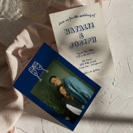 Hand-geschreven Retro Unieke Moderne Foto Bruiloft Kaart