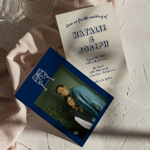 Hand-geschreven Retro Unieke Moderne Foto Bruiloft Kaart