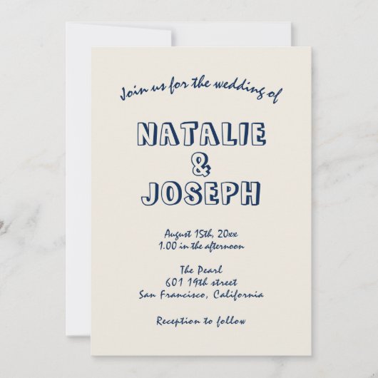 Hand-geschreven Retro Unieke Moderne Foto Bruiloft Kaart (Voorkant)