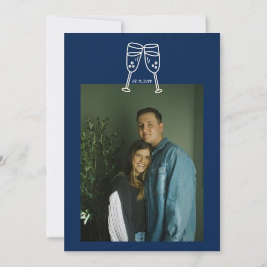 Hand-geschreven Retro Unieke Moderne Foto Bruiloft Kaart (Achterkant)