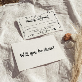 Hand geschreven Retro Unique Lijst Modern Wedding RSVP Kaartje