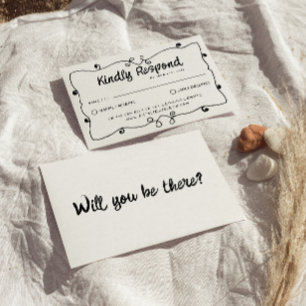 Hand geschreven Retro Unique Lijst Modern Wedding RSVP Kaartje