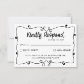 Hand geschreven Retro Unique Lijst Modern Wedding RSVP Kaartje (Voorkant)