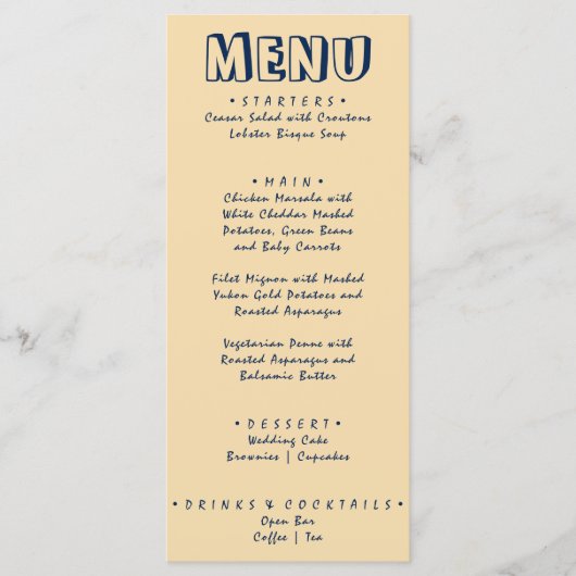 Hand-geschreven Retro Vette Moderne Unieke Huwelij Menu (Voorkant)