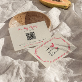 Hand Geschreven Retro Whimsical QR Code Bruiloft RSVP Kaartje