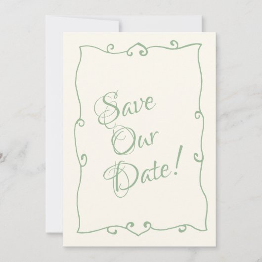 Hand-geschreven Retro Whimsical Unieke Moderne Bru Save The Date (Voorkant)