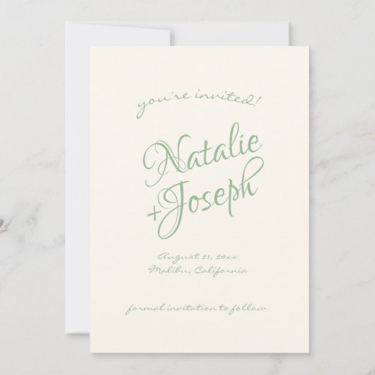 Hand-geschreven Retro Whimsical Unieke Moderne Bru Save The Date (Achterkant)