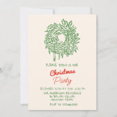 Hand geschreven rood groene kerstkrans partij kaart (Voorkant)