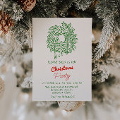 Hand geschreven rood groene kerstkrans partij kaart