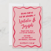 Hand-geschreven roze rood eigenzinnige retro leuke kaart (Voorkant)