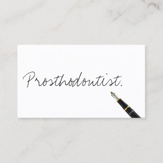Hand geschreven script minimalistische prosthodont visitekaartje (Voorkant)