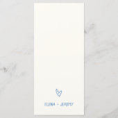 Hand geschreven tekening krabbel blauwe bruiloft menu (Achterkant)