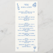 Hand geschreven tekening krabbel blauwe bruiloft menu (Voorkant)