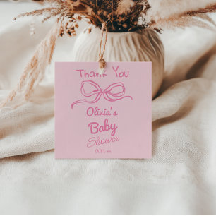 Hand Geschreven Tekening Roze Bow Baby Meisje Douc Bedankjes Labels