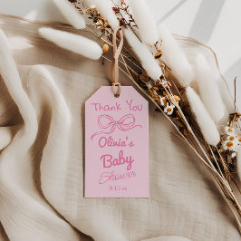 Hand Geschreven Tekening Roze Bow Baby Meisje Douc Cadeaulabel