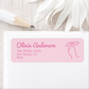 Hand Geschreven Tekening Roze Bow Baby Meisje Douc Etiket