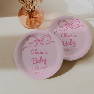 Hand Geschreven Tekening Roze Bow Baby Meisje Douc Papieren Bordje