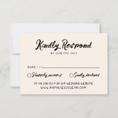  hand geschreven unieke bruiloft RSVP kaartje (Voorkant)