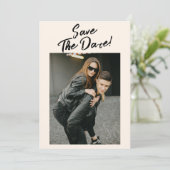  hand geschreven unieke foto bruiloft save the date (Staand voorkant)
