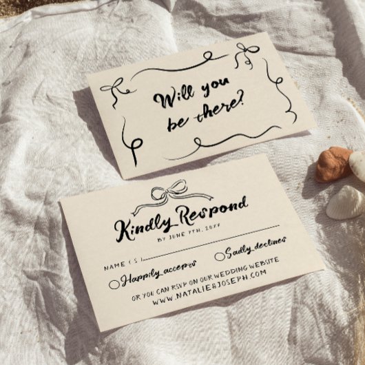  hand geschreven unieke moderne boog bruiloft RSVP kaartje