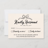  hand geschreven unieke moderne boog bruiloft RSVP kaartje (Voorkant)