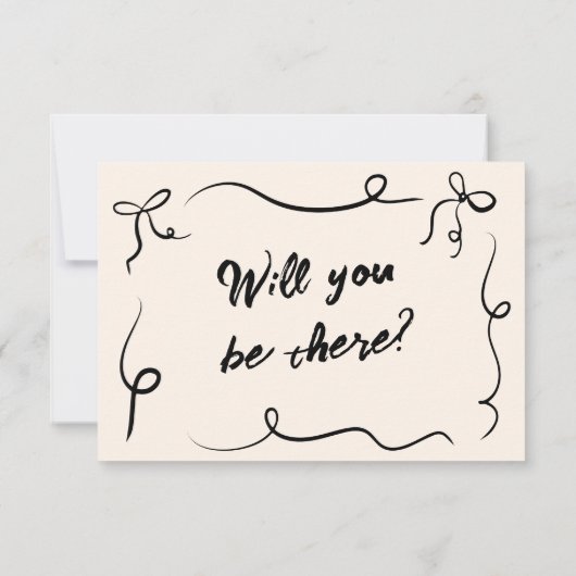  hand geschreven unieke moderne boog bruiloft RSVP kaartje (Achterkant)