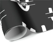 Hand geschreven Zwart-wit Monogrammed Naam Cadeaupapier (Rol Hoek)