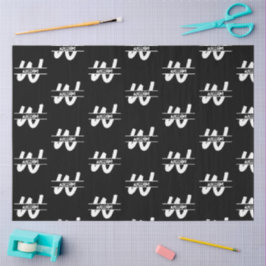 Hand geschreven Zwart-wit Monogrammed Naam Tissuepapier