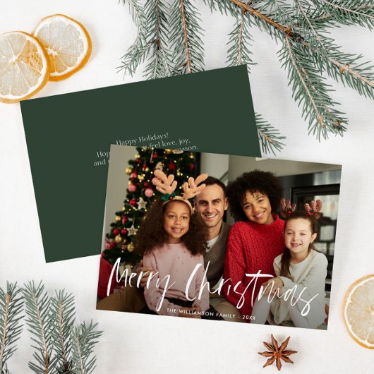 Hand gestileerde witte belettering kerstkaart