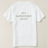 Hand getapt hout gestookt esdoornsiroop gouden bla t-shirt (Design achterkant)