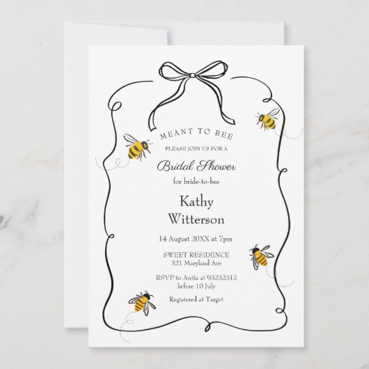 Hand getekend bedoeld om bruids douche uitnodiging (Voorkant)