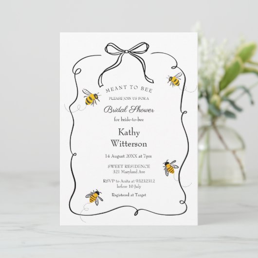 Hand getekend bedoeld om bruids douche uitnodiging (Staand voorkant)