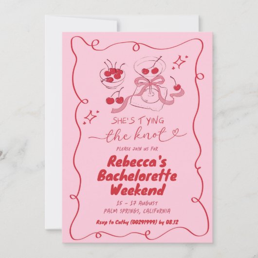 Hand getekend binden van de knoop Martini Bachelor Kaart (Voorkant)