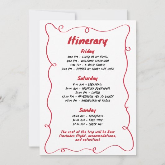 Hand getekend binden van de Know Martini Bachelore Kaart (Achterkant)