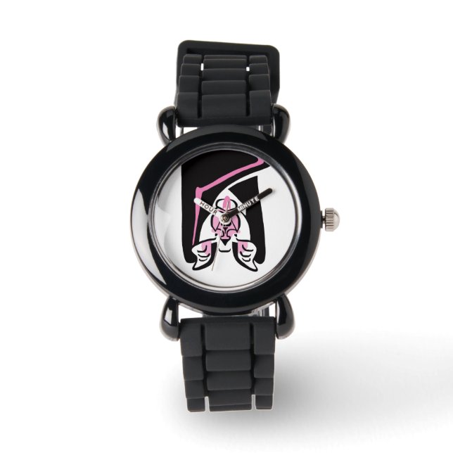 Hand getekend - Black BAT - Spooky - Kinder Horlog Horloge (Voorkant)