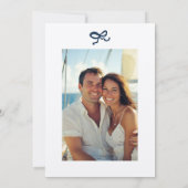 Hand getekend Blauw Bloemenkam Monogram bruiloft Save The Date (Achterkant)