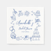 Hand getekend blauw grillig Vrijgezellenfeest Servet (Voorkant)