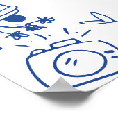 Hand getekend Blauw grillige bruiloft welkom teken Poster (Hoek)