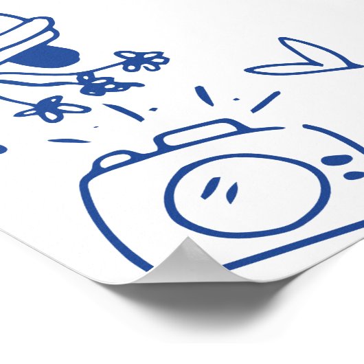 Hand getekend Blauw grillige bruiloft welkom teken Poster (Hoek)