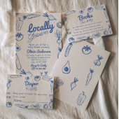 Hand getekend blauw lokaal geteeld jongetje Baby s Kaart