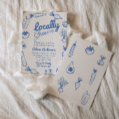 Hand getekend blauw lokaal geteeld jongetje Baby s Kaart