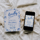 Hand getekend blauw lokaal geteeld jongetje Baby s Kaart