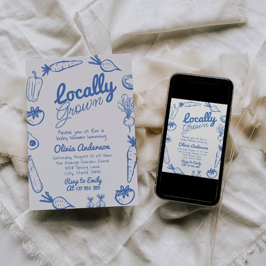 Hand getekend blauw lokaal geteeld jongetje Baby s Kaart